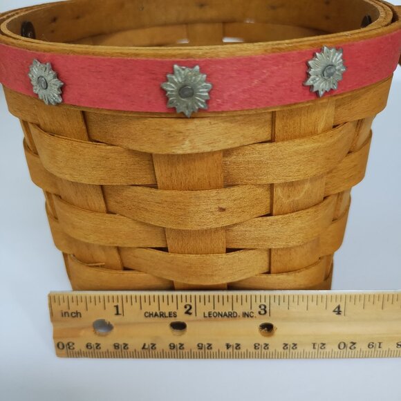 2007 Longaberger Small Basket With Red Trim and Handle - Picture 7 of 13